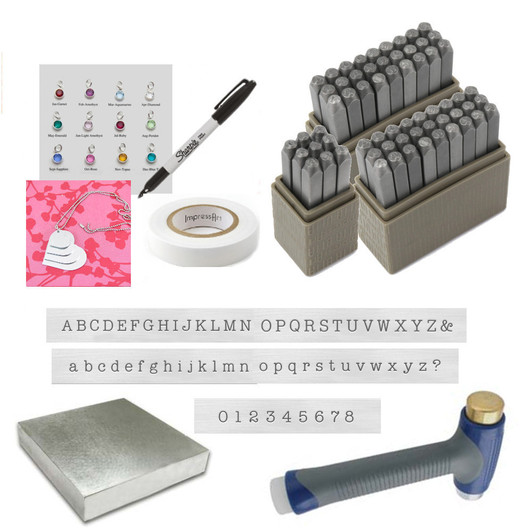 Typewriter Metal Stamping Comprehensive Starter Kit Basic - 3mm With Numbers and Free Blanks
