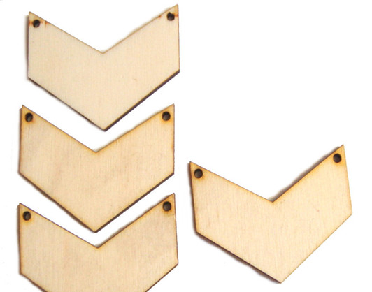 Chevron Geometric Natural Wood Charm Pendant 3.6cm