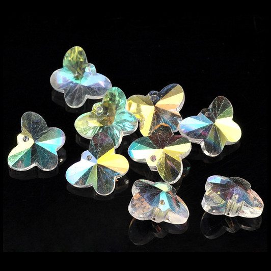 Butterfly Clear AB Crystal Glass Faceted Bead Charms