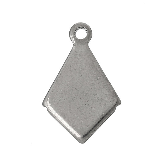 Pack of 10 Stainless Steel Diamond Blank Stamping Pendants Silver Tone 13x9mm