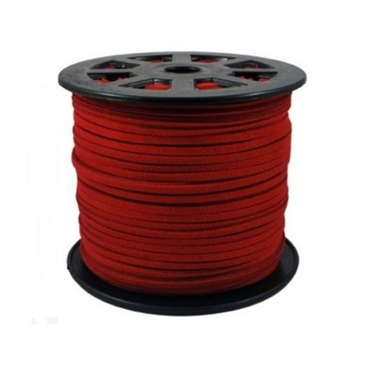 Red Faux Suede Cord 3x1.5mm - 1 Mtr