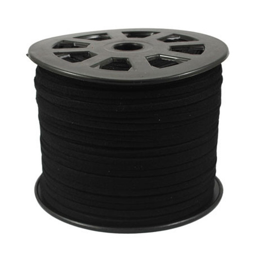 Black Faux Suede Cord 3x1.5mm - 1 Mtr