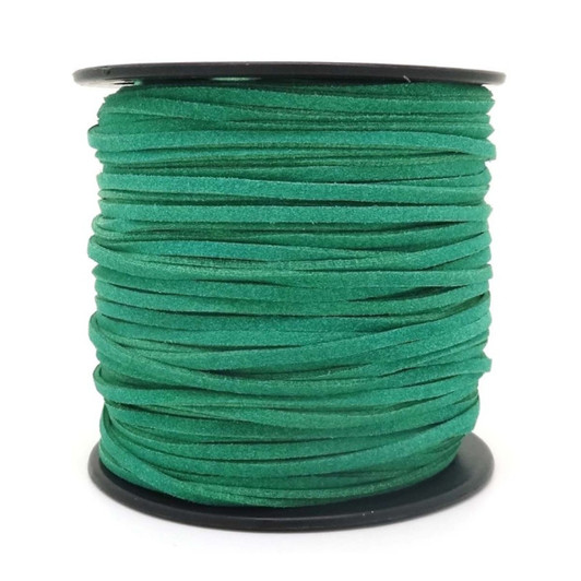 Green Faux Suede Cord 3x1.5mm - 1 Mtr