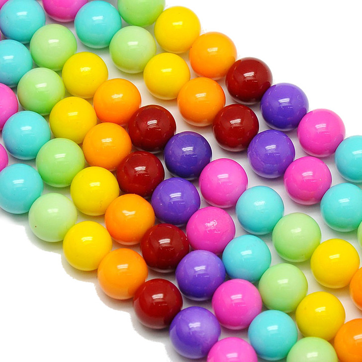 Varnished Baked Glass Beads Rainbow - 8mm