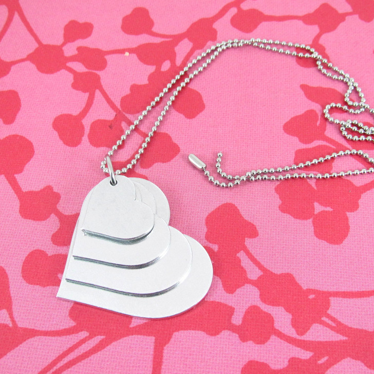 1.2mm Aluminium Heart Stacker Necklace Set