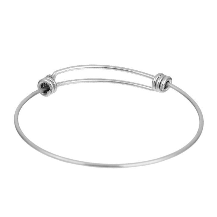 Stainless Steel Adjustable Bangle Double Bar 21cm