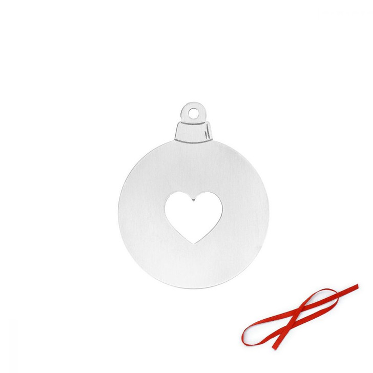 Bauble with Heart Ornament Blank 3pk