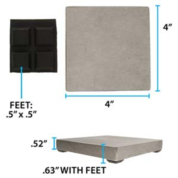 Bench Block 4"x4" with Rubber Feet 