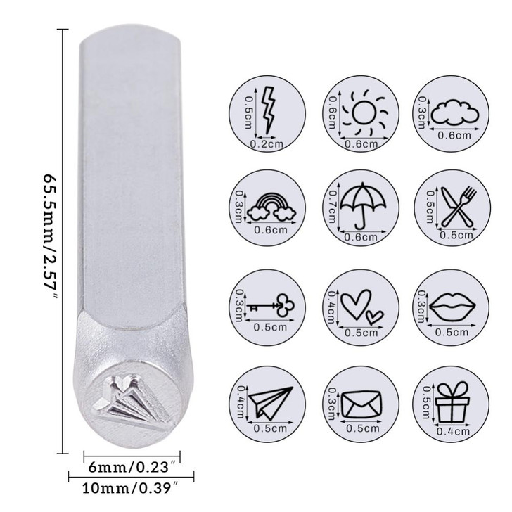 Travel Metal Design Stamp Set 12pcs