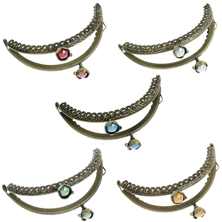 Special Offer! Resin Pearl Antique Bronze Metal Arch Carved Design Frame Kiss Clasp Purse Frame