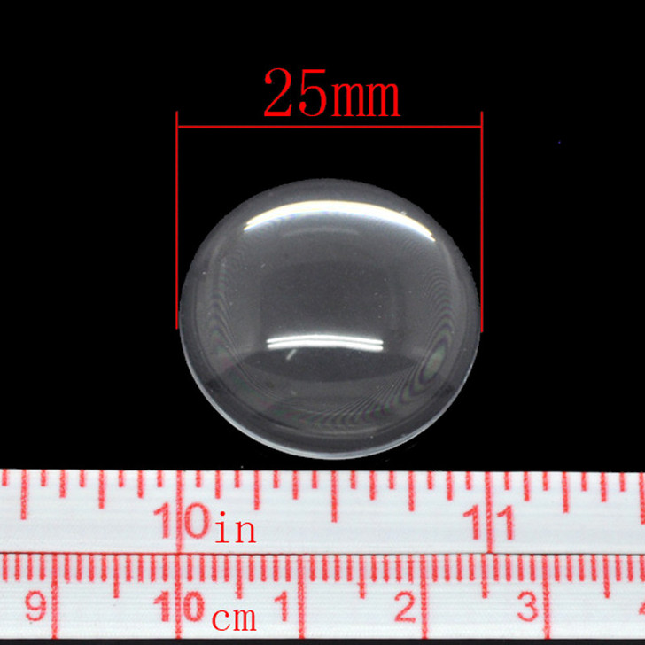 25mm Round Clear Glass Cabochon Dome