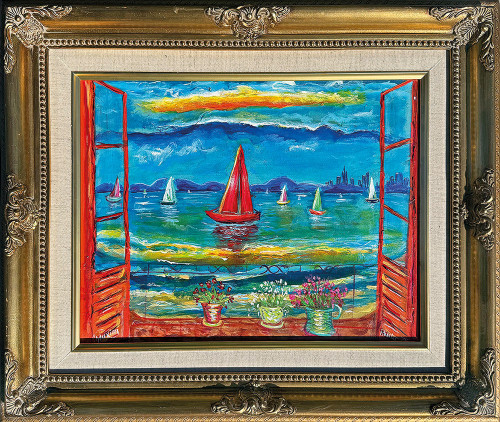 Red Sail Over Sausalito Bay