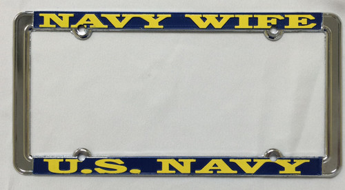  License Plate Frame, Navy Wife