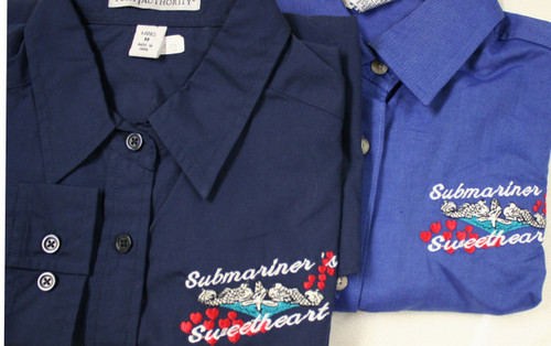 Ladies Twill Shirt-Submariner Sweetheart Bubbling Heart Design