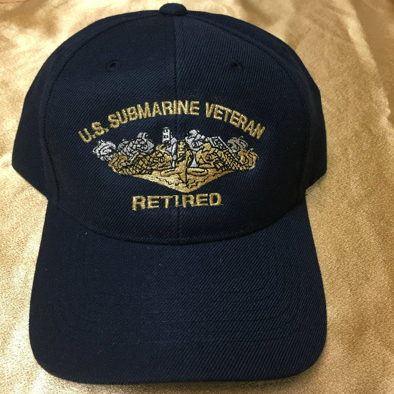 Ballcap, submarine veteran, mustanger, Gold over silver Dolphins