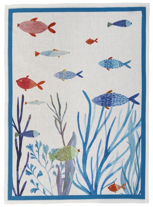 "Poseidon Turchese" Linen Towel