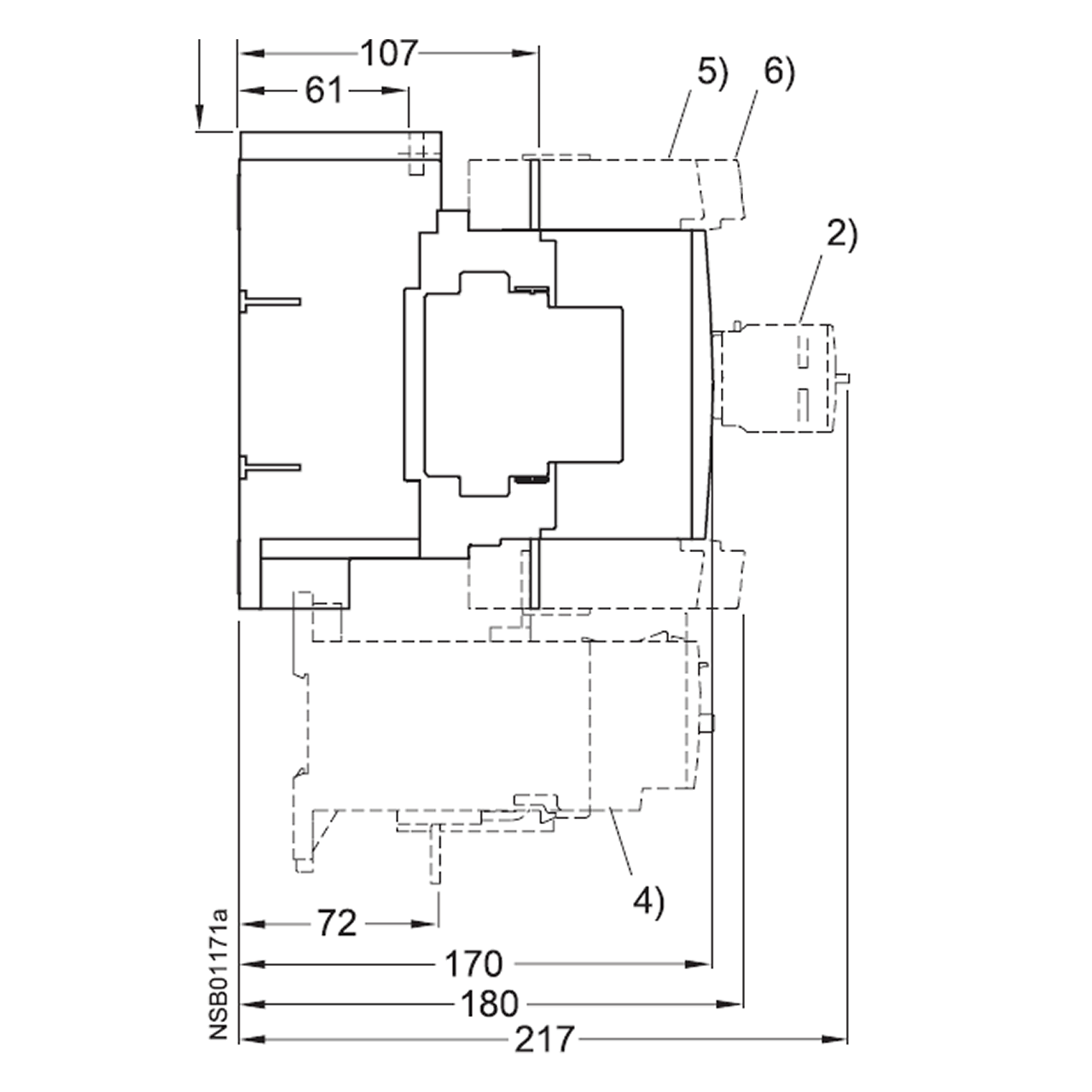 Siemens 3RT1054-6AB36 side dimensions