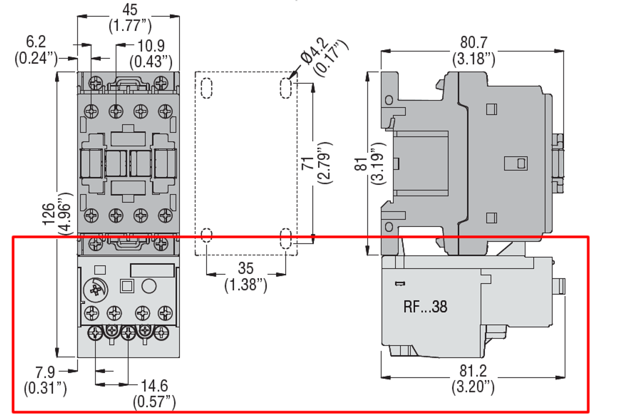 Lovato RF380250 dimensions