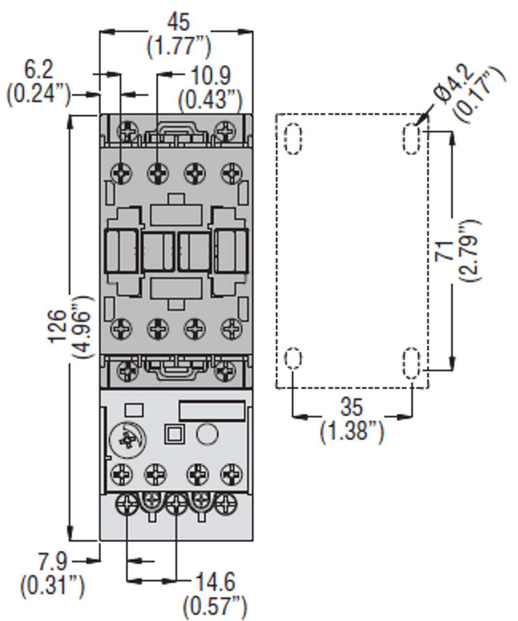 Lovato BF0910A23060 front dimensions