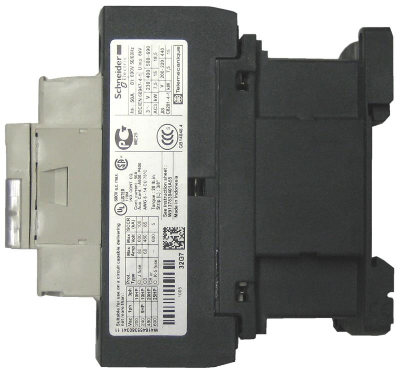 Schneider Electric LC1D32B7 side label