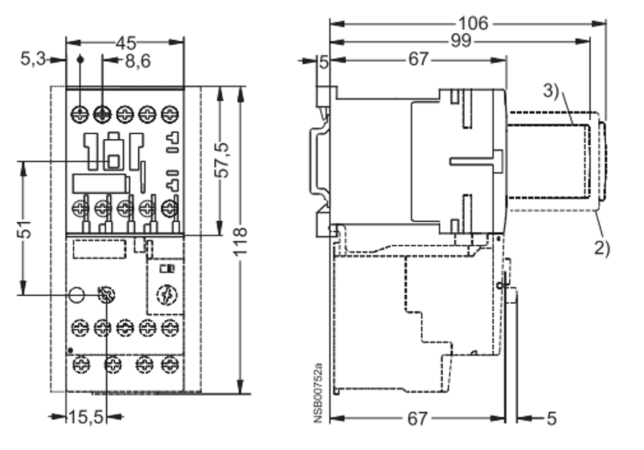 Siemens 3RT1017-1AP61 dimensions