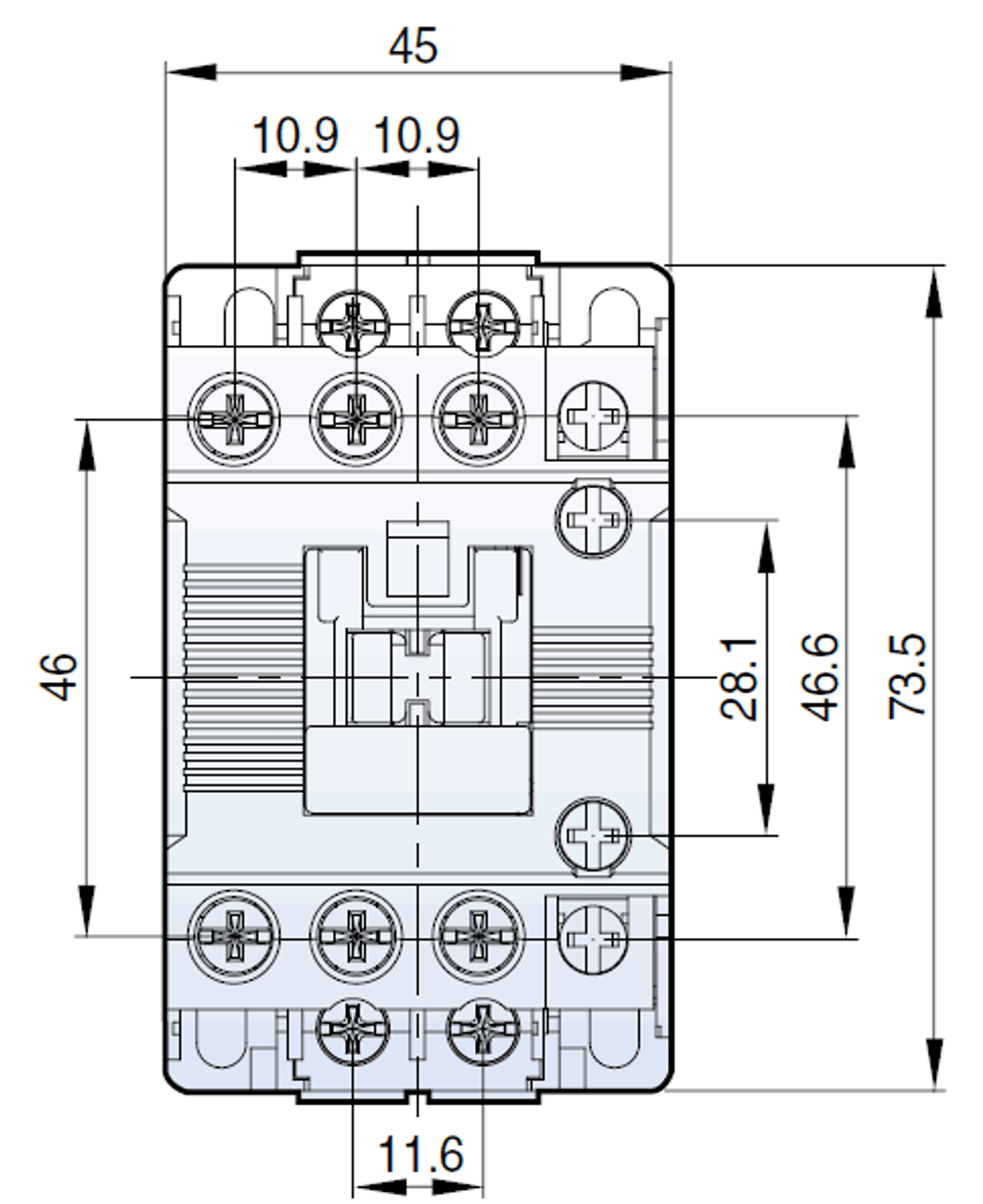 Metasol MC-22B-AC240 front dimensions