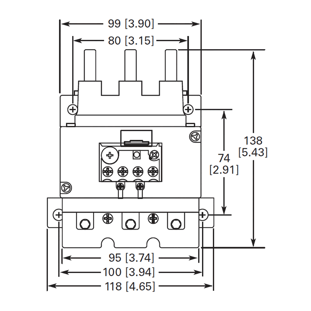 Eaton/Moeller ZB150-150 front dimensions