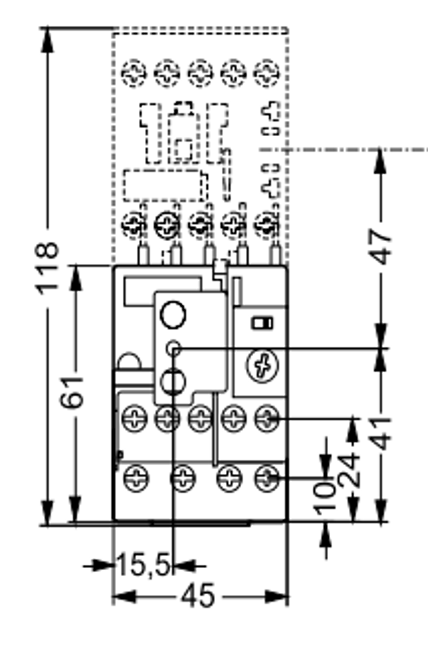 Siemens 3RU1116-1KB0 front dimensions