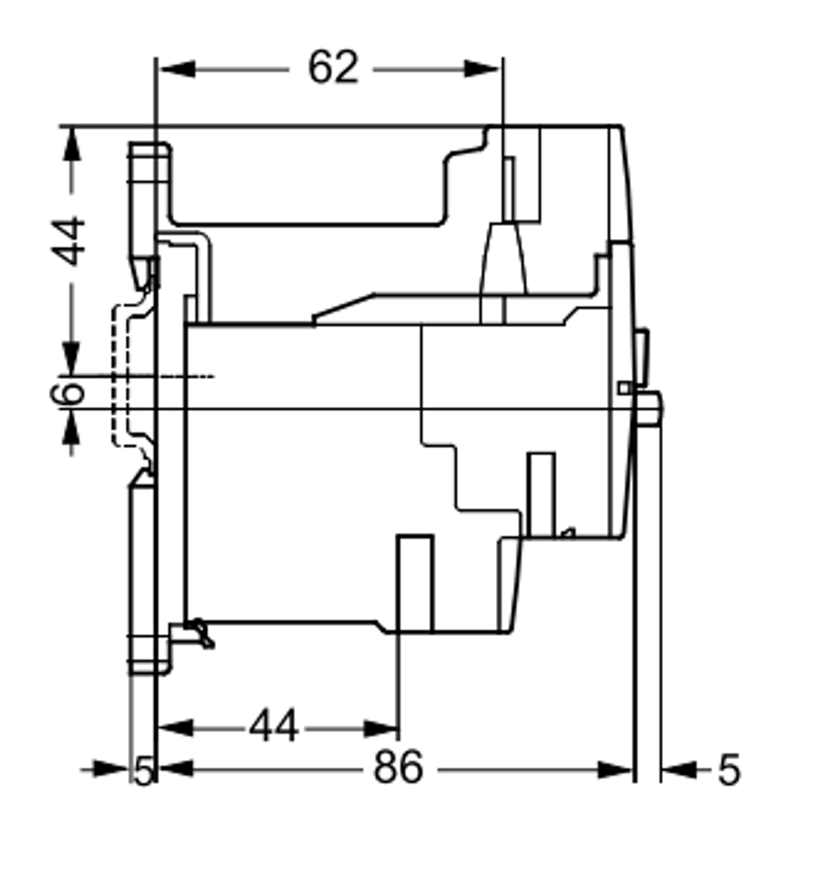 Siemens 3RU1126-1CB0 side dimensions