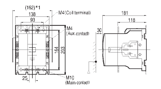 Benshaw RSC-180-U120 RediStart 180A 3-pole contactor dimensions
