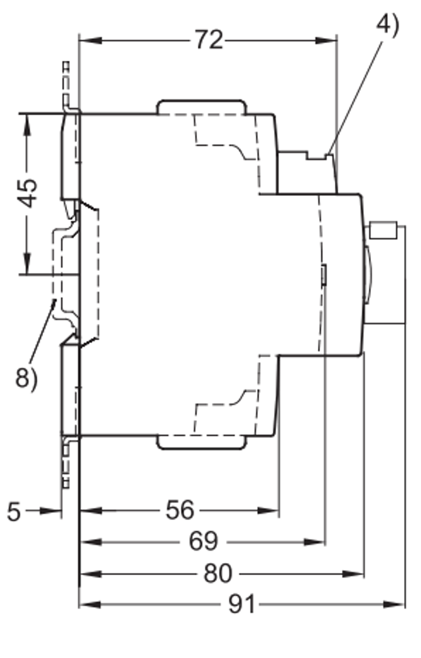 Siemens 3RV1021-1CA10 Side Dimensions