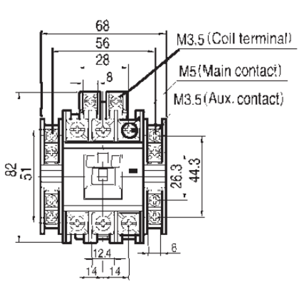 Benshaw RSC-32-6AC120 front dimensions