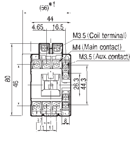 Benshaw RSC-22-6AC120 22A 3-pole IEC contactor front dimensions