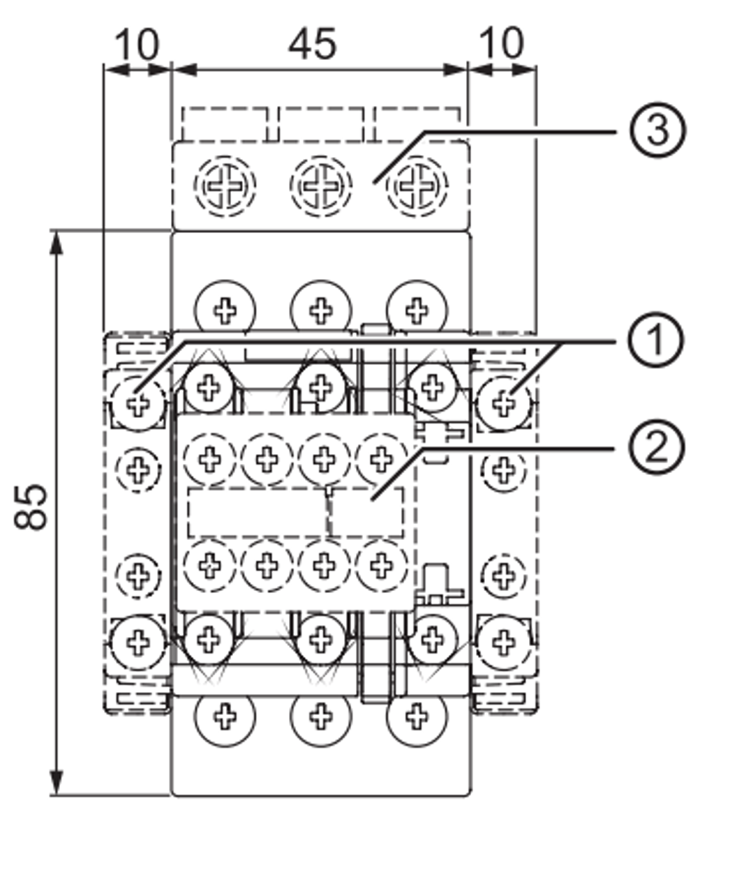 Siemens 3RT2028-1AC20 front dimensions