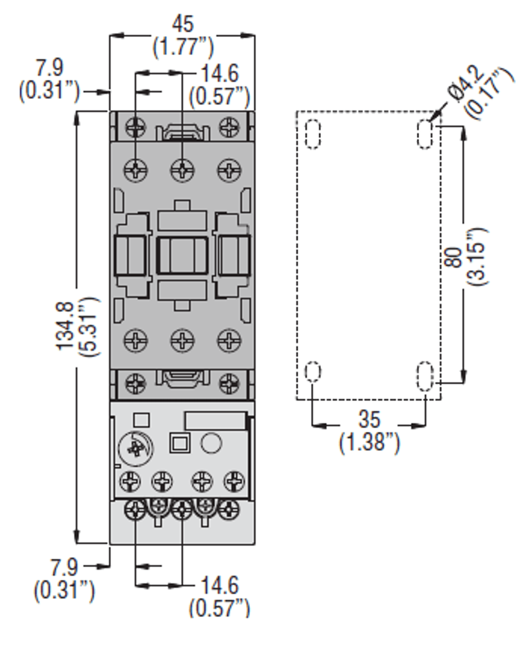 Lovato BF3200A02460 front dimensions