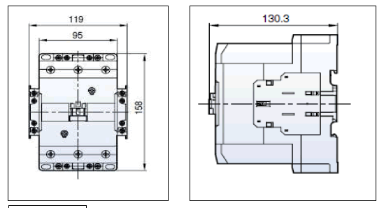 Benshaw RC-150A-56AC120 RediStart 150A 3-pole contactor dimensions