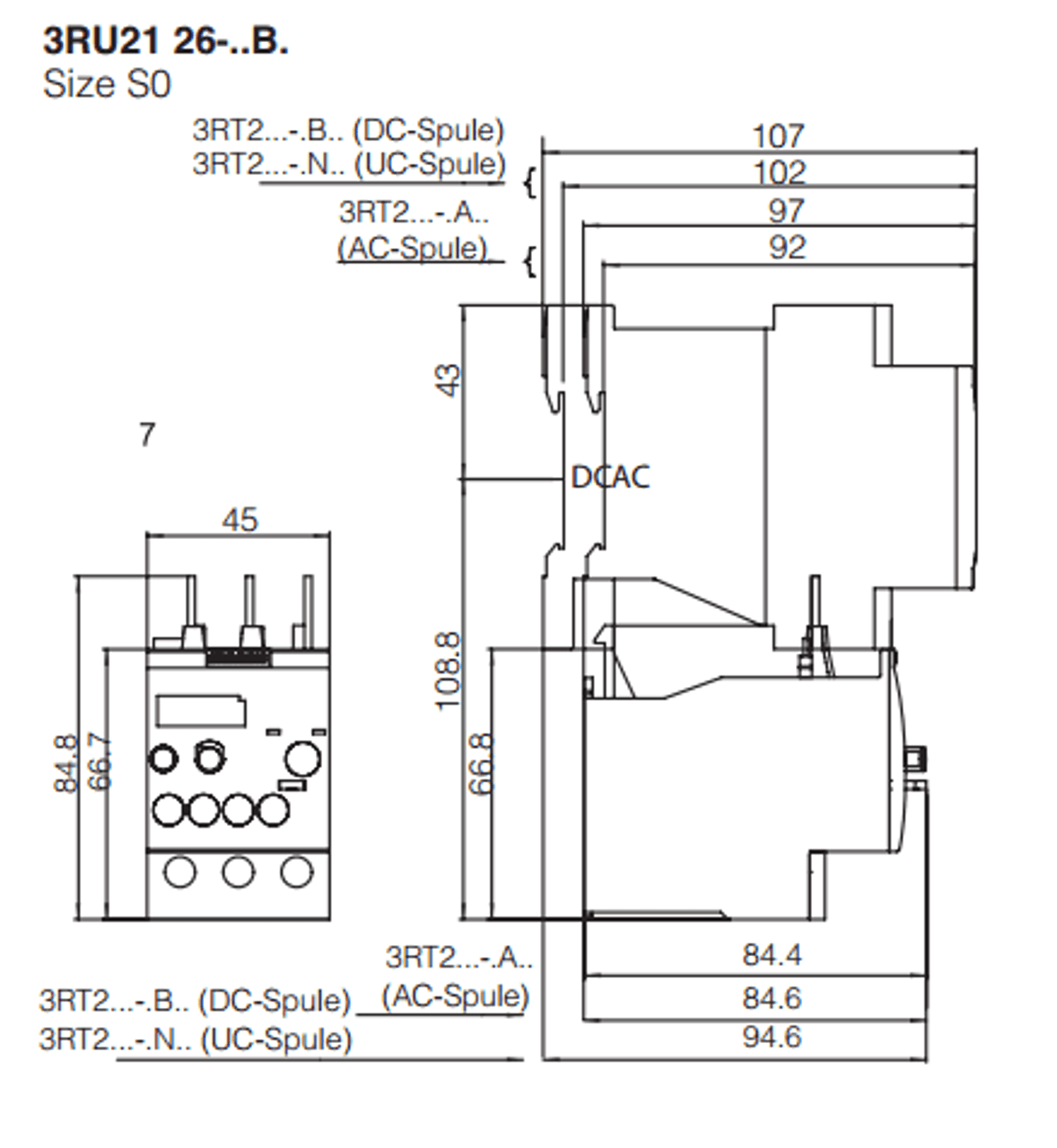 Siemens 3RU2126-4CB0 dimensions