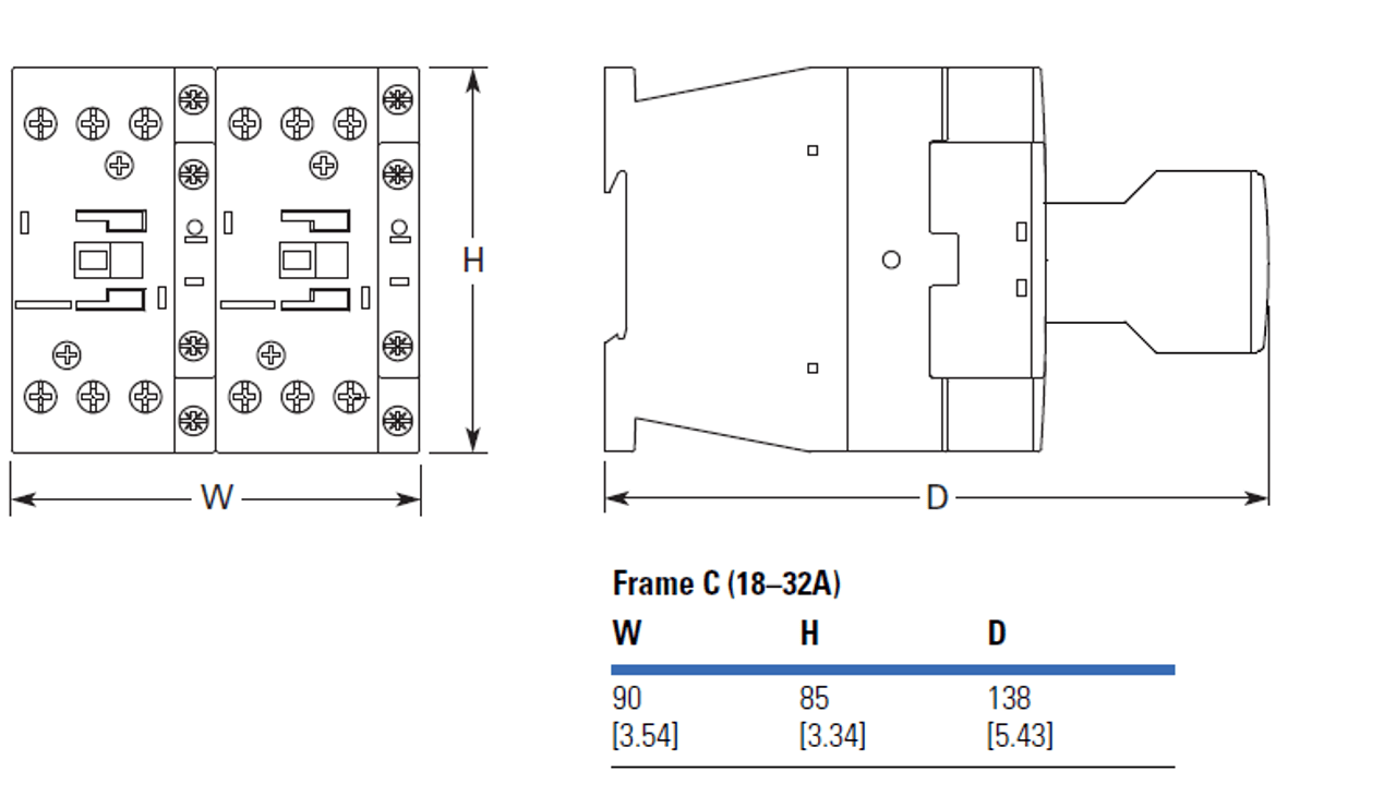 Eaton XTCR018C21 dimensions