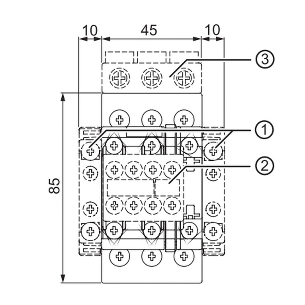 3RT2026-1A + 3RU2126-4DB0 Front Dimensions