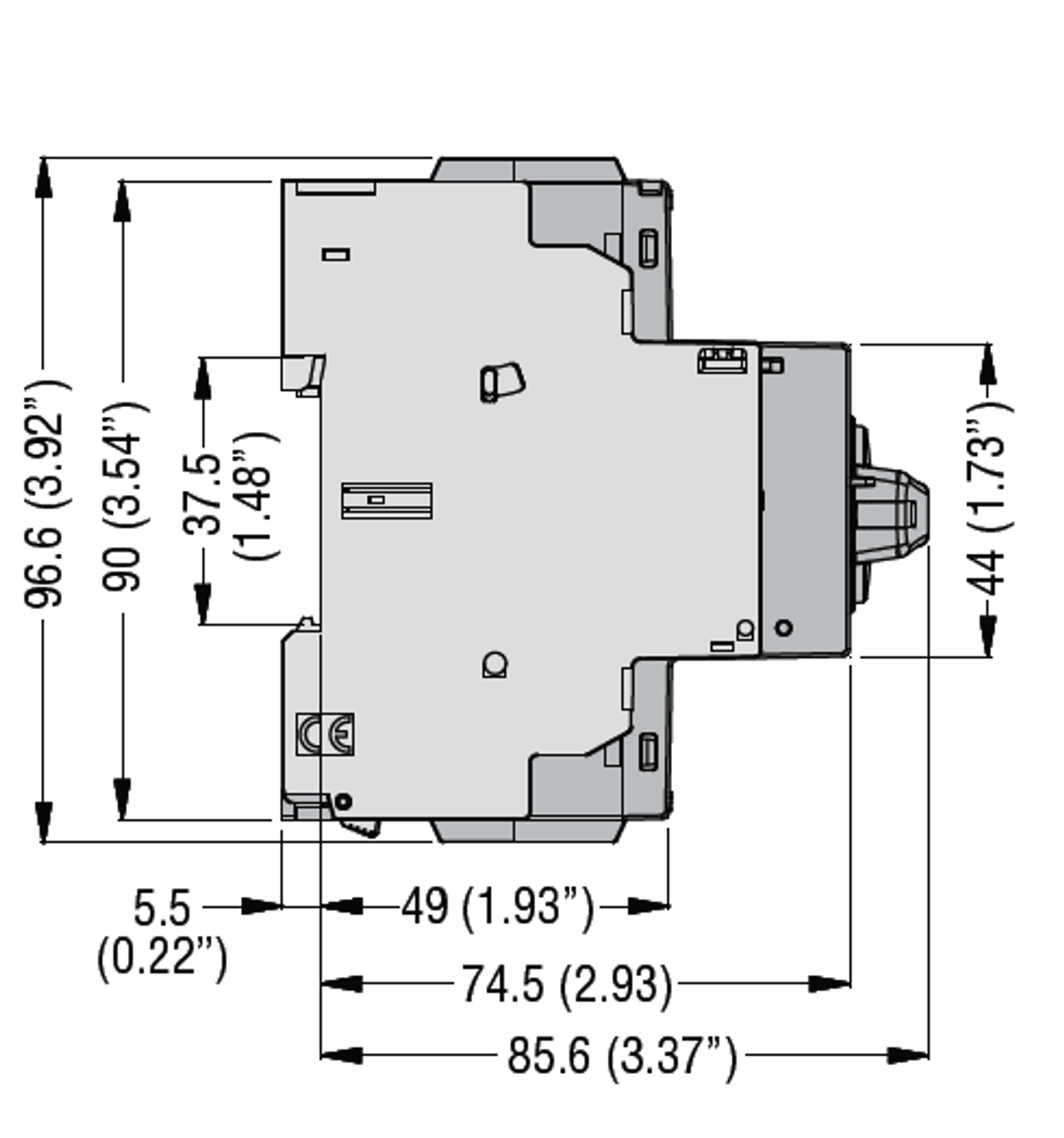 Lovato SM1R side dimensions