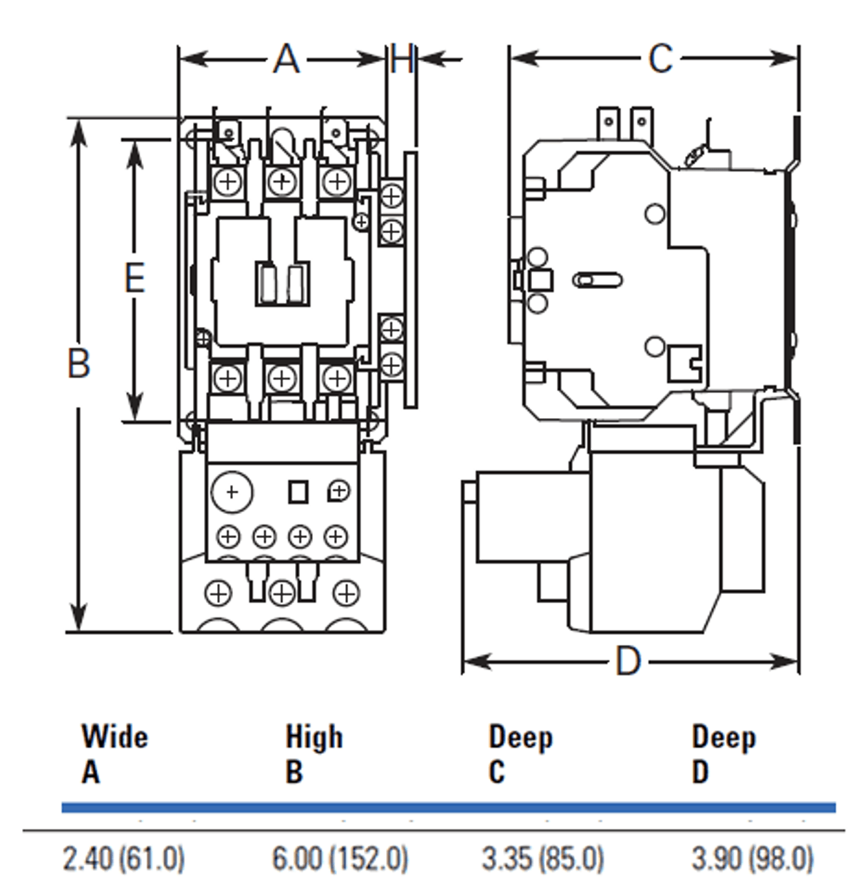 Eaton A27CNC40T-2P dimensions