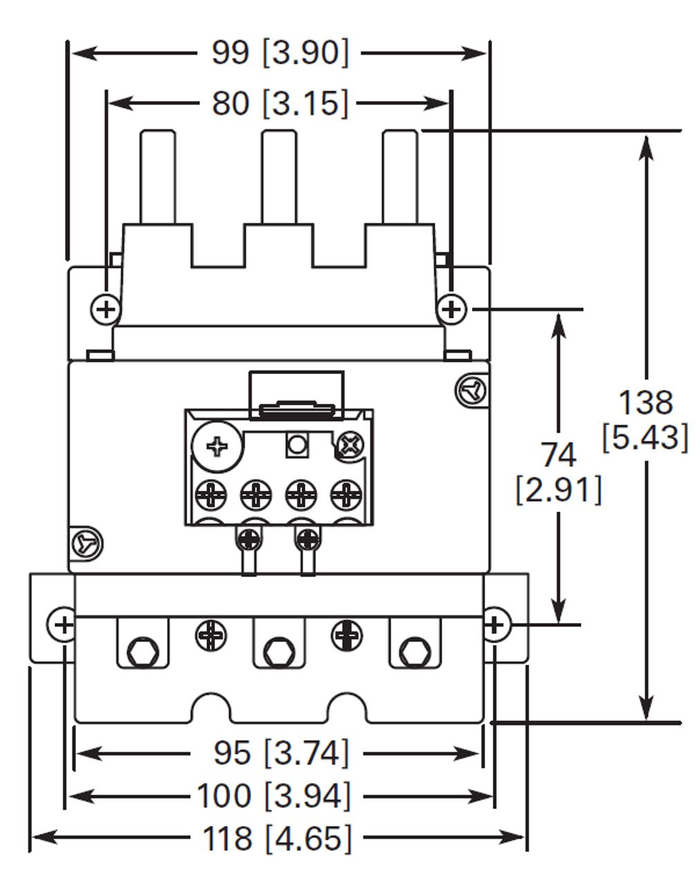 Eaton XTOB100GC1 front dimensions