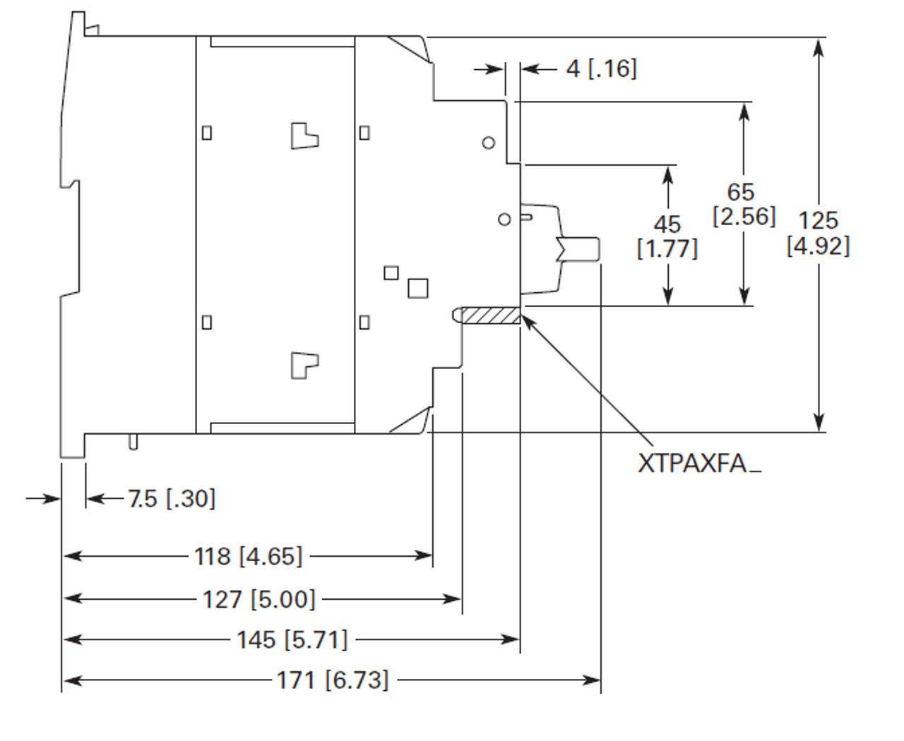 Eaton XTPR050DC1 side dimensions