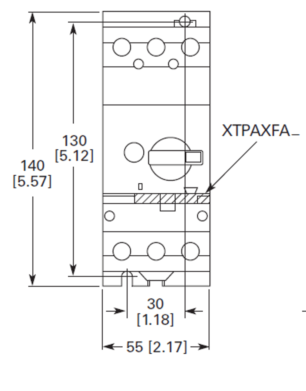 Eaton XTPR063DC1 front dimensions