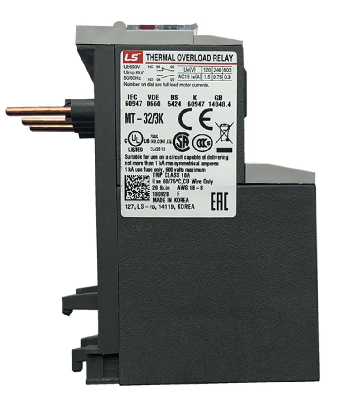 Ls Thermal Overload Relay Mt 32 0 10 To 40 Amps Kent Industries
