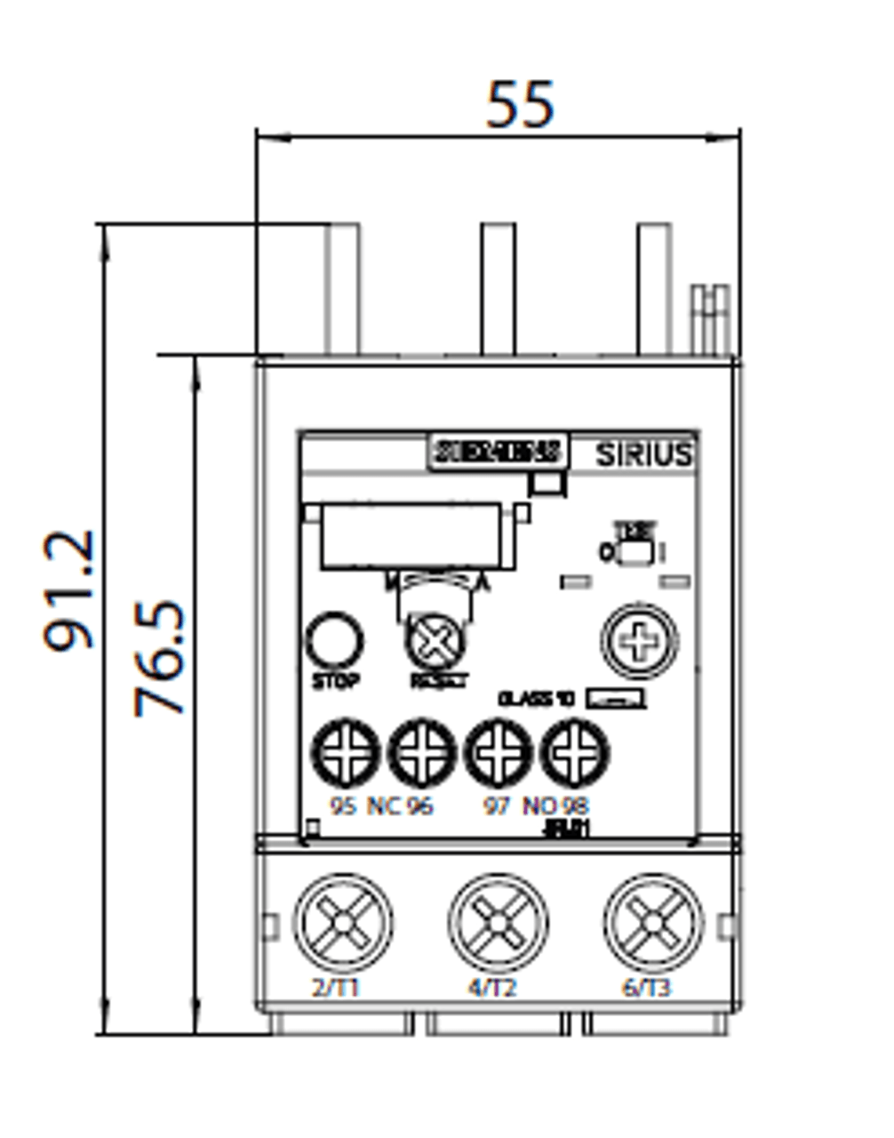 3RU2136-4JB0 Front Dimensions