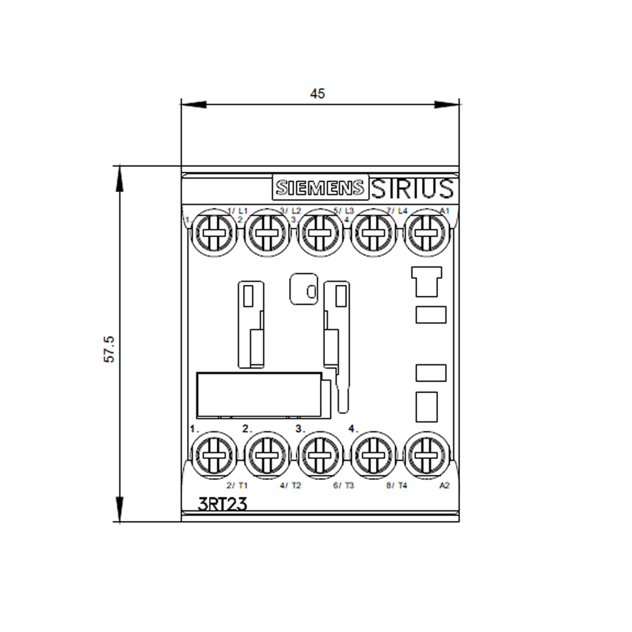 Siemens 3RT2316-1AP60 front dimensions