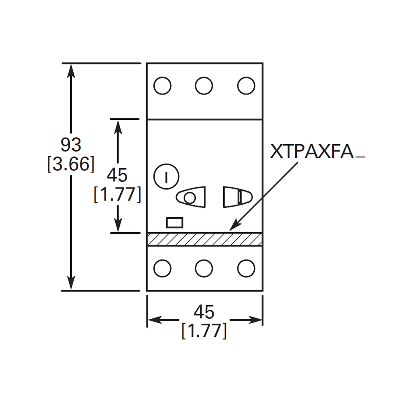 Eaton XTPBP25BC1 front dimensions