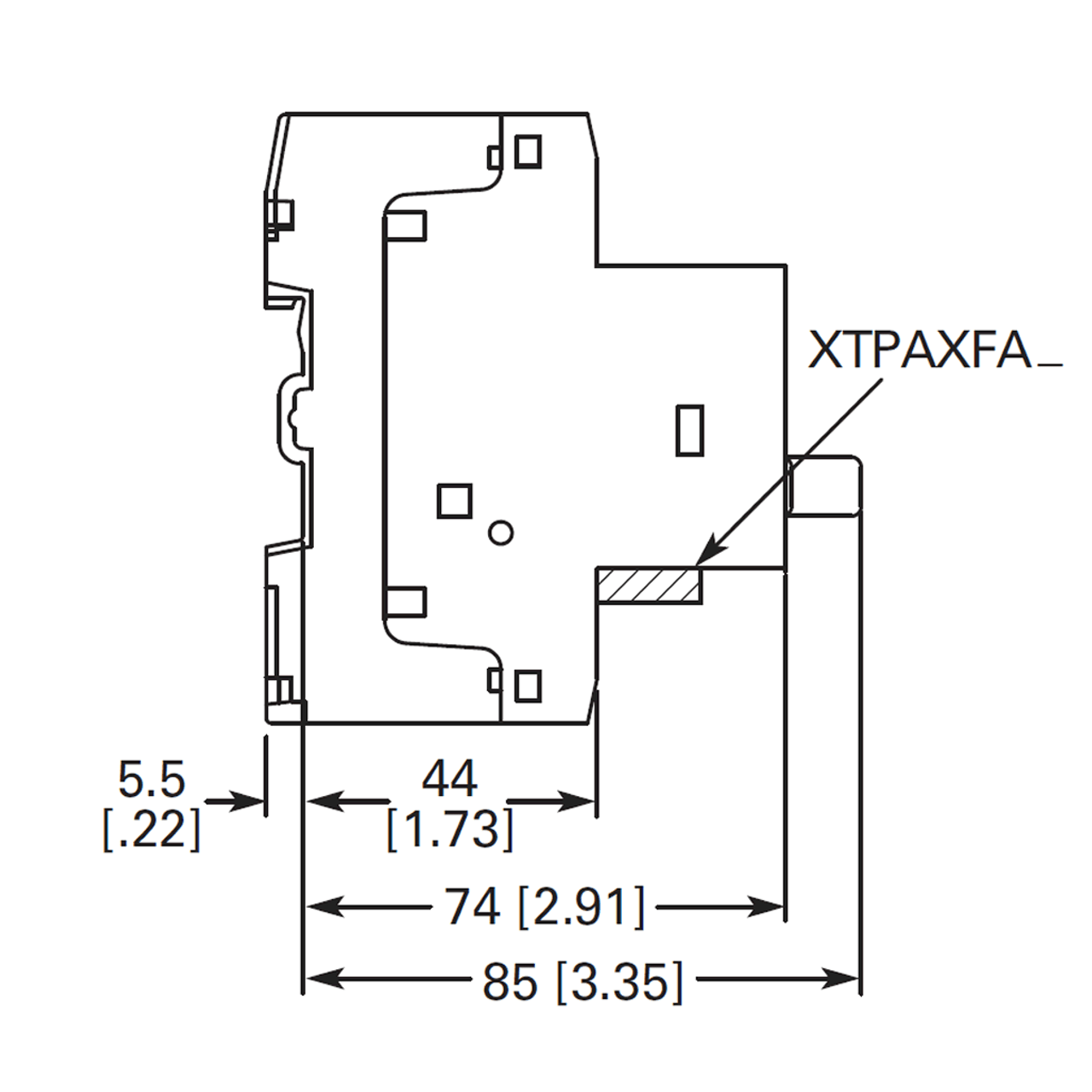 Eaton XTPBP40BC1 side dimensions