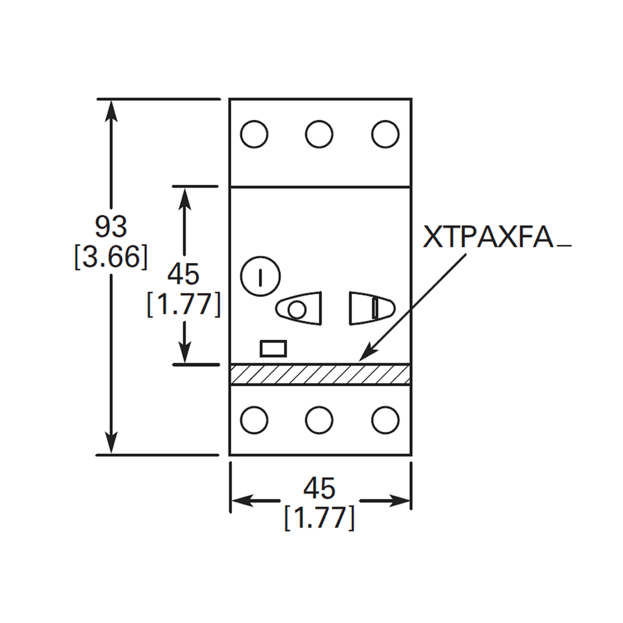 Eaton XTPB016BC1 front dimensions